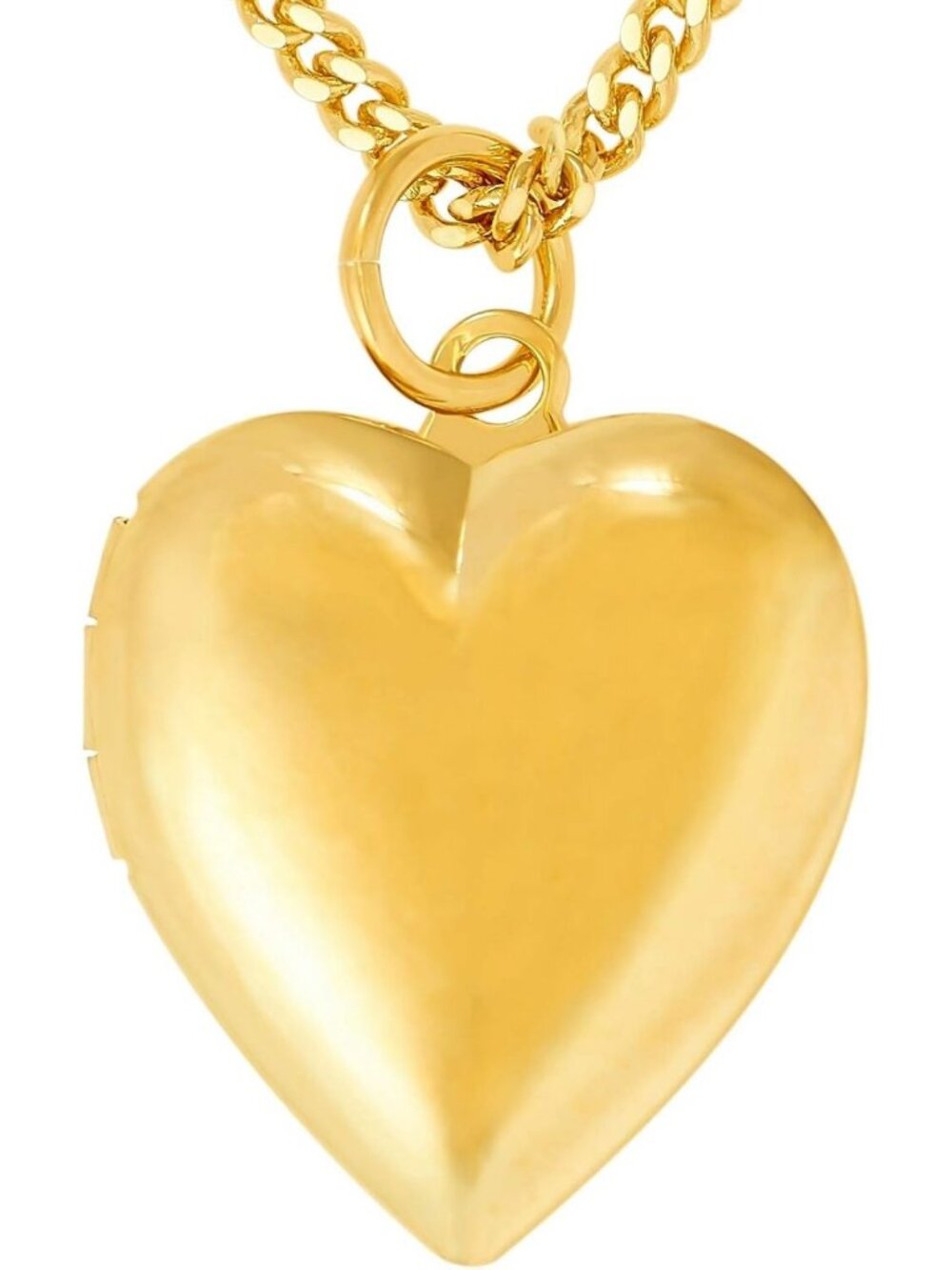 Heart Locket Necklace with 18" Chain - Simple Gold Design, Holds Photos, 24k